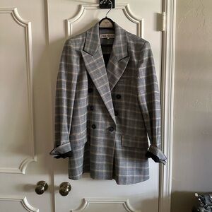 Free People Gray Plaid Blazer